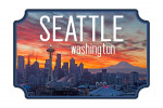 Seattle, Washington - Rainier & Sunrise - Contour - Lantern Press Photography