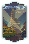 Seattle, Washington - Smith Tower - Contour - Lantern Press Artwork