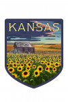 Kansas - Wheat Fields - Shack & Sunflowers - Contour