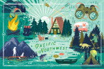 Pacific Northwest - Lake Life Series - Collage - Landscape With Mountain