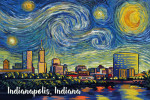 Indianapolis, Indiana - Starry Night - Skyline