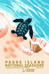 Padre Island National Seashore, Texas - Courageous Explorer Collection - Turtle and Shells, Safely to Sea - Lantern Press Artwork