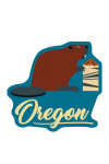Oregon - Beaver and Log - Geometric - Contour - Lantern Press Artwork