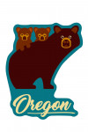 Oregon - Bear Family - Geometric - Contour - Lantern Press Artwork
