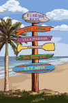 Florida Keys, Florida - Destination Signpost - Lantern Press Poster