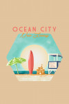 Ocean City, New Jersey - Beach Scene with Lifeguard Stand - Contour