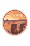 South Haven, Michigan - Oil Painting - Lake Beach Chairs - Contour