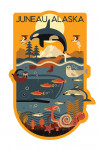 Juneau, Alaska - Marine Animals - Geometric - Contour - Lantern Press Artwork