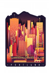 Portland, Oregon - Neon Skyline - Contour - Lantern Press Artwork