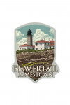 Jamestown, Rhode Island - Letterpress - Beavertail Lighthouse - Contour