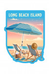Long Beach Island- Lithograph - Beach Chair & Umbrella - Contour