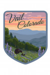 Vail, Colorado - Bear & Spring Flowers - Contour - Lantern Press Artwork