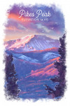 Pikes Peak, Colorado - Watercolor Study - Purple Skies over Pikes Peak