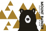Mount Rainier National Park, Washington - Lantern Press Artwork - Bears & Triangles - Yellow Horizontal