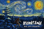 Montana - Big Sky Country - Winter Bigfoot - Van Gogh Starry Night