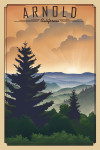 Arnold, California - Lithograph - Mountains
