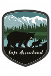 Lake Arrowhead, California - Black Bear & Cubs with Flowers - Contour