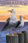 Stone Harbor, New Jersey - Seagulls on Pier