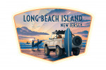 Long Beach Island, New Jersey - Lithograph - Surfers on Beach - Contour