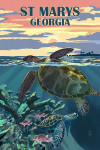 St Marys, Georgia - Painterly - Turtle Swimming