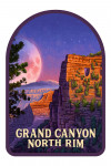 North Rim, Arizona - Oil Painting - Canyon with Supermoon - Grand Canyon North Rim - Contour