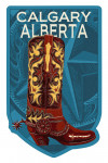 Calgary, Alberta - Letterpress - Cowboy Boot - Contour