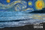 Lincoln City, Oregon - Starry Night - Coastline