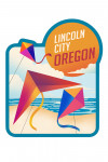 Lincoln City, Oregon - Sun-faded Shoreline Collection - Kites on Beach - Contour