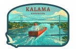 Kalama, Washington - Oil Painting - Lewis & Clark Bridge - Contour