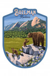 Bozeman, Montana - Painterly - Bear and Cubs - Contour