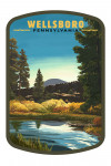 Wellsboro, Pennsylvania - Painterly - River & Trees - Contour
