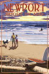 Newport, Rhode Island - Sunset & Beach Scene