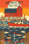 Newport, Rhode Island - Geometric - Nautical Scene