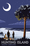Hunting Island, South Carolina - Palmetto Moon and Bonfire