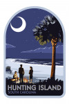 Hunting Island, South Carolina - Palmetto Moon and Bonfire - Contour