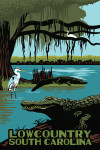 Yemassee, South Carolina - Gators and Heron Scene