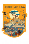 South Carolina - Geometric - Marine Animals - Tree on Hill - Contour