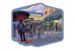 Seattle, Washington - Painterly - Public Market - Contour