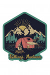 Billings, Montana - Distressed Vector - Camping Scene - Contour