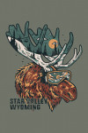 Star Valley, Wyoming - Distressed Vector - Ski Moose