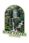 Star Valley, Wyoming - Painterly - Deer and Waterfall  - Contour
