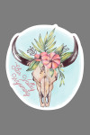 Star Valley, Wyoming - Watercolor - Cow Skull & Flower Crown  - Contour