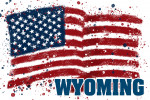Wyoming - Abstract American Flag - Watercolor Splatter