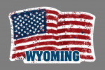Wyoming - Abstract American Flag - Watercolor Splatter  - Contour
