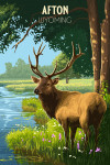 Afton, Wyoming - Painterly - Roosevelt Elk