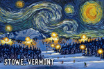 Stowe, Vermont - Starry Night - Ski