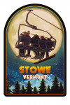 Stowe, Vermont - Ski Lift and Full Moon w/ Snowboarder - Contour