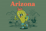 Arizona - Vintage Mascot - Hiking Prickly Pear