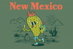 New Mexico - Vintage Mascot - Hiking Prickly Pear