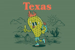 Texas - Vintage Mascot - Hiking Prickly Pear